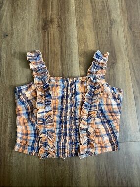 Verb by Pallavi Singhee Ruffled Plaid Top Small